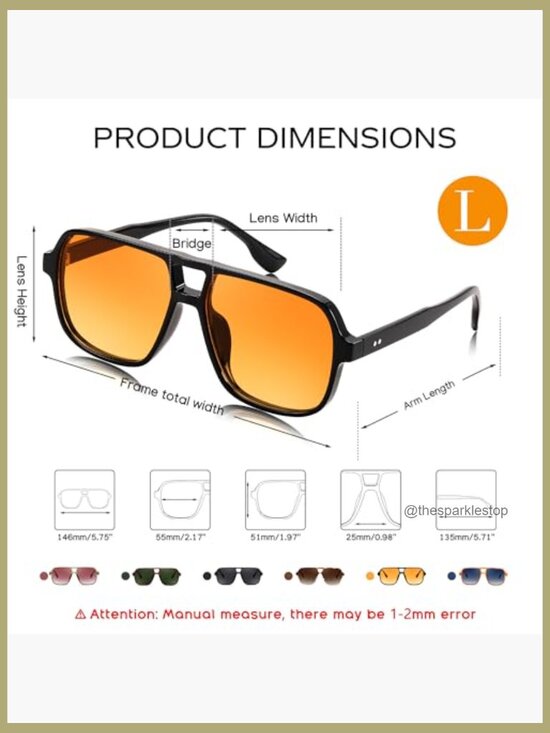 Retro Square Aviator Sunglasses with UV400 Protection Unisex main image 5